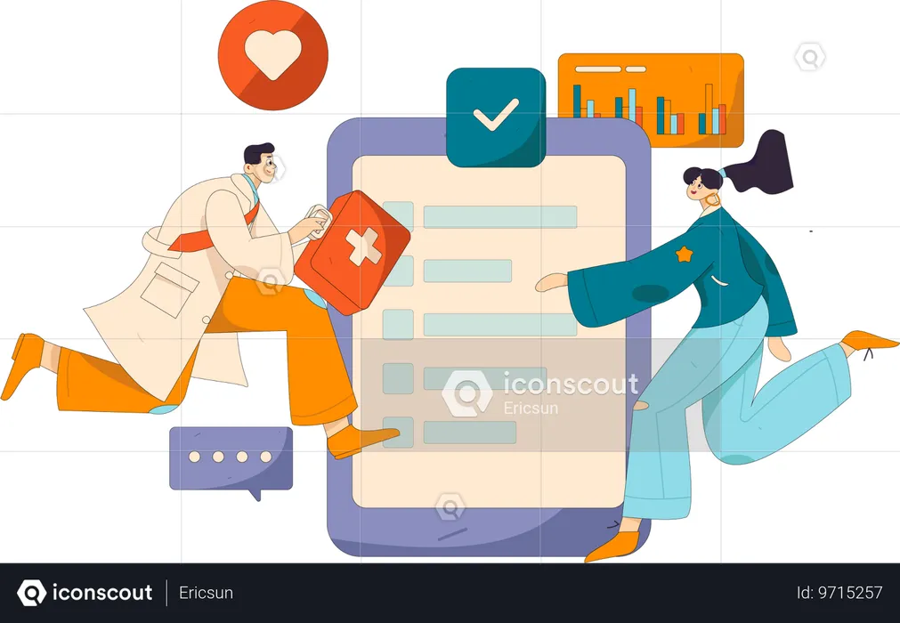 Doctor proving online service  Illustration