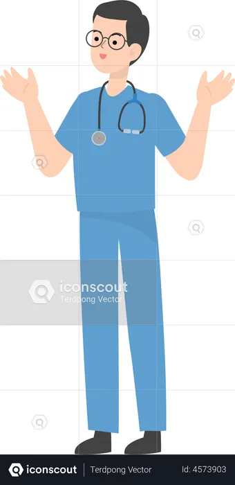 Doctor raising hands  Illustration