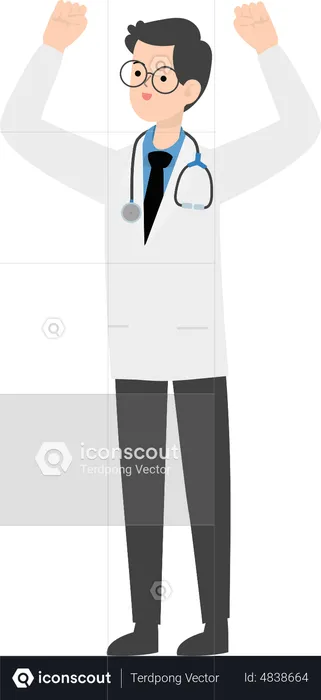 Doctor raising hands  Illustration