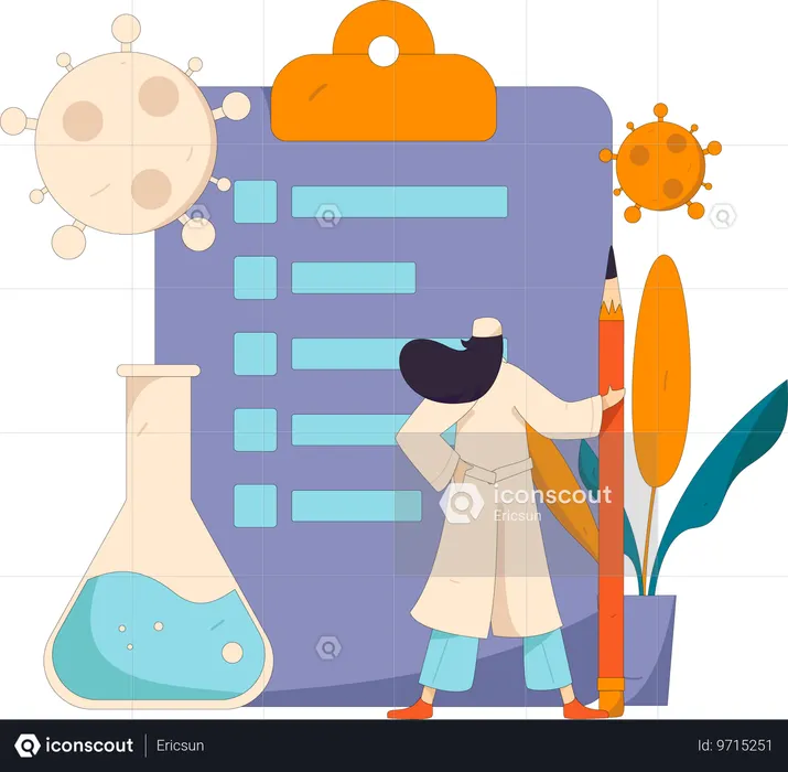 Doctor reading diagnostic report  Illustration