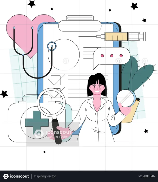 Doctor records patient history  Illustration