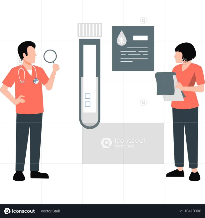 Doctor researching blood test tube  Illustration