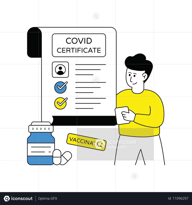 Doctor reviews Covid Certificate  Illustration