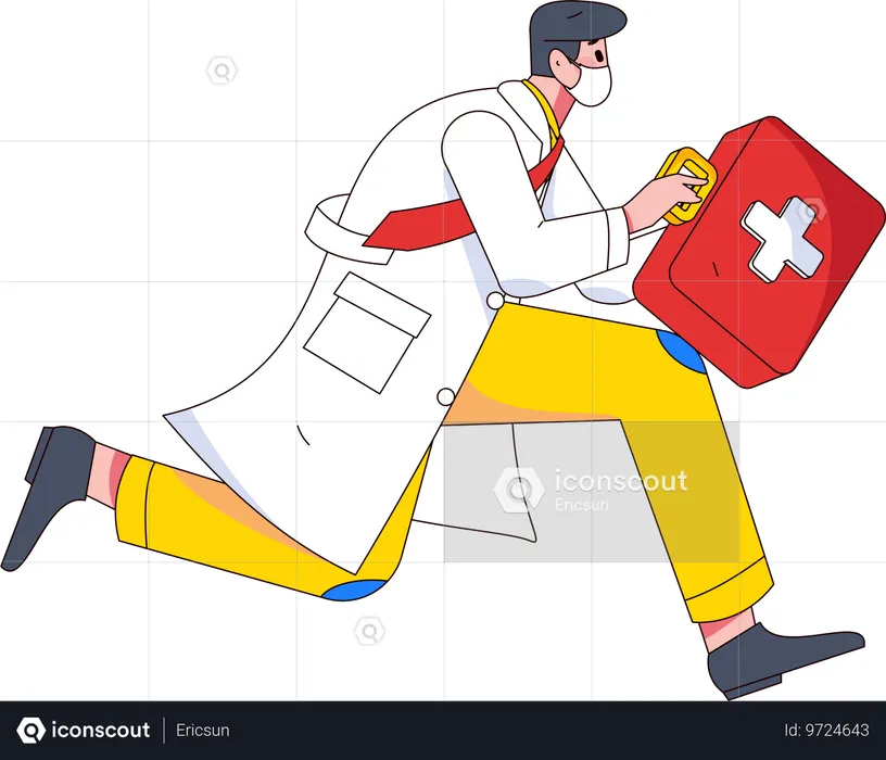 Doctor running for emergency work  Illustration