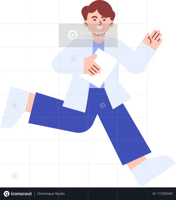 Doctor running with prescription  Illustration