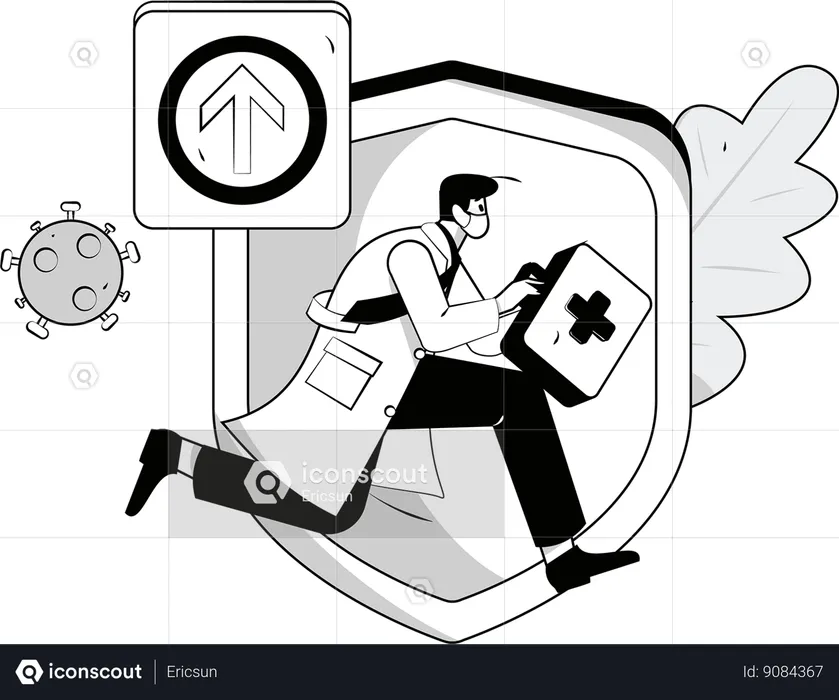 Doctor runs on emergency visit  Illustration