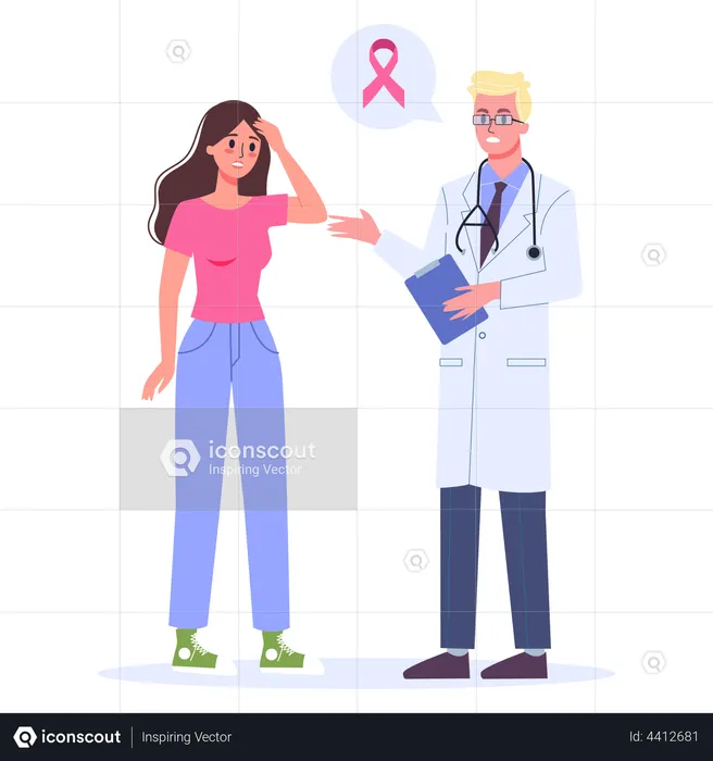 Doctor saying a patient she have a cancer  Illustration