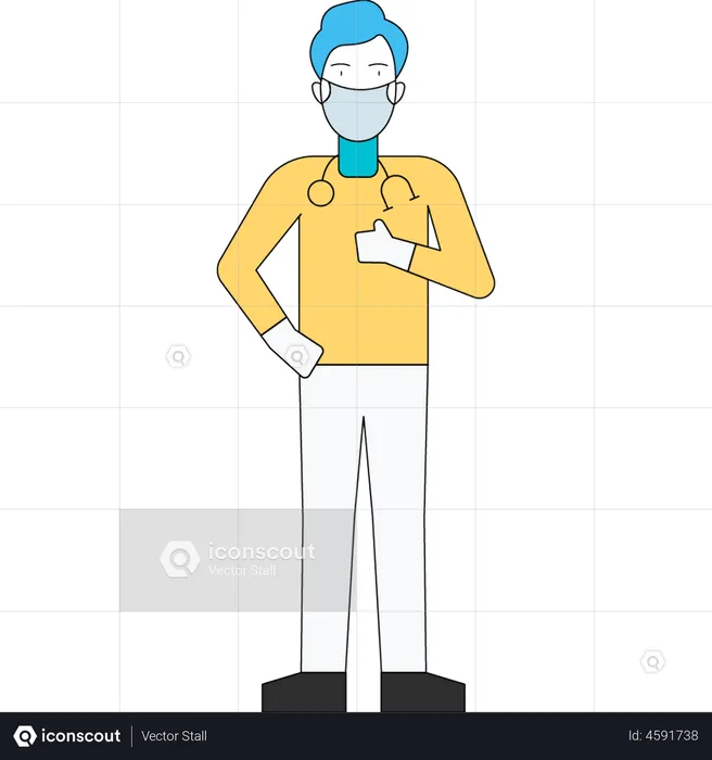 Doctor saying thumbs up  Illustration