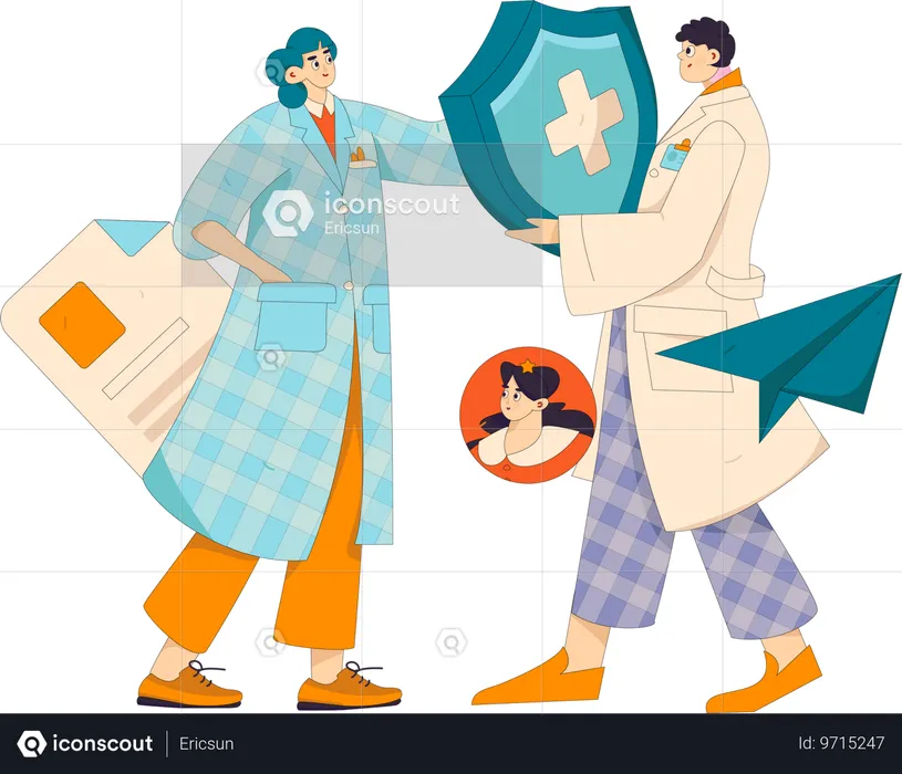 Doctor sharing research report  Illustration