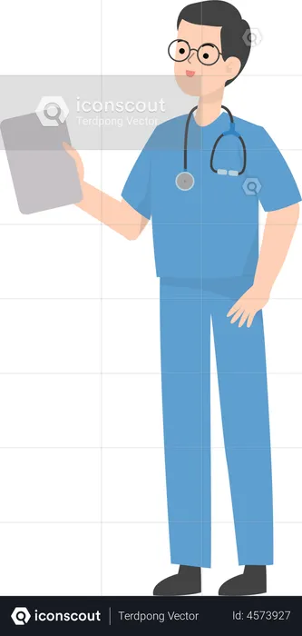 Doctor showing blank board  Illustration