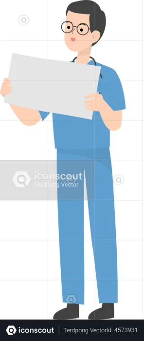 Doctor showing blank placard  Illustration