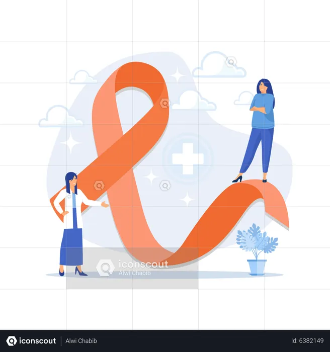 Doctor showing breast cancer awareness  Illustration