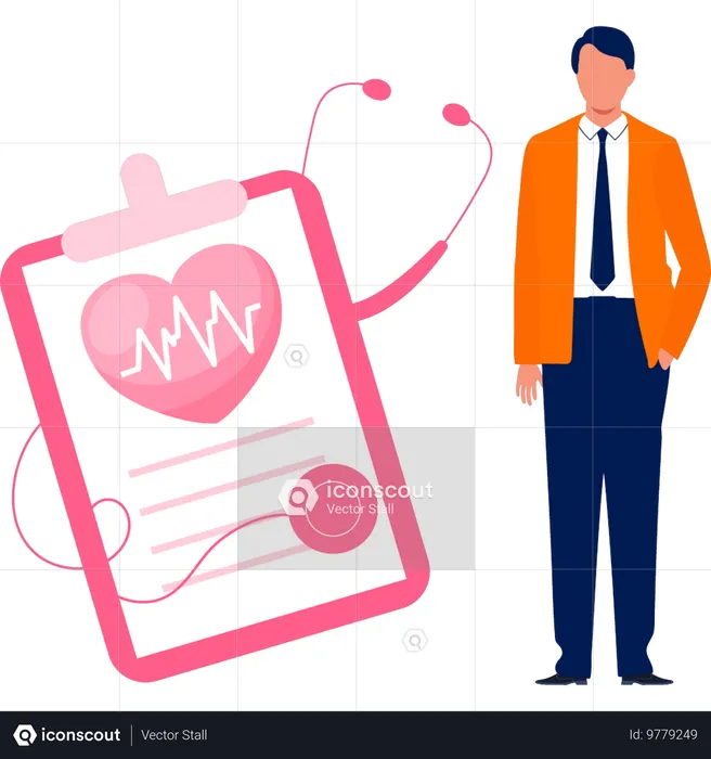 Doctor showing healthy heart report results  Illustration