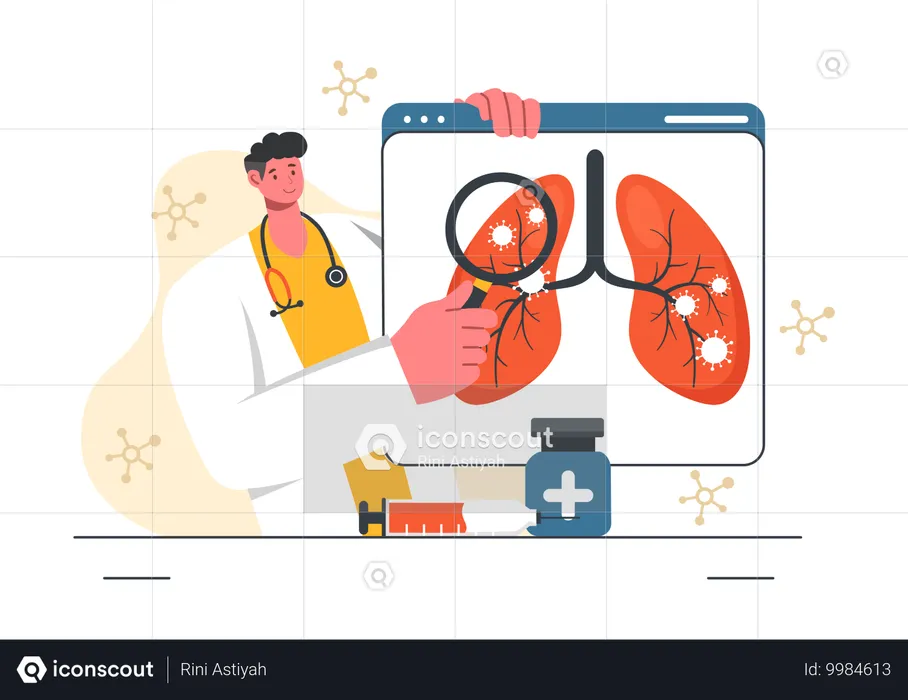 Doctor showing lung infection  Illustration