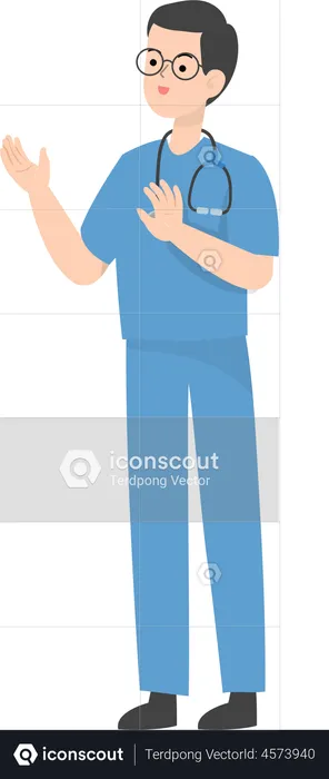 Doctor showing stop sign  Illustration