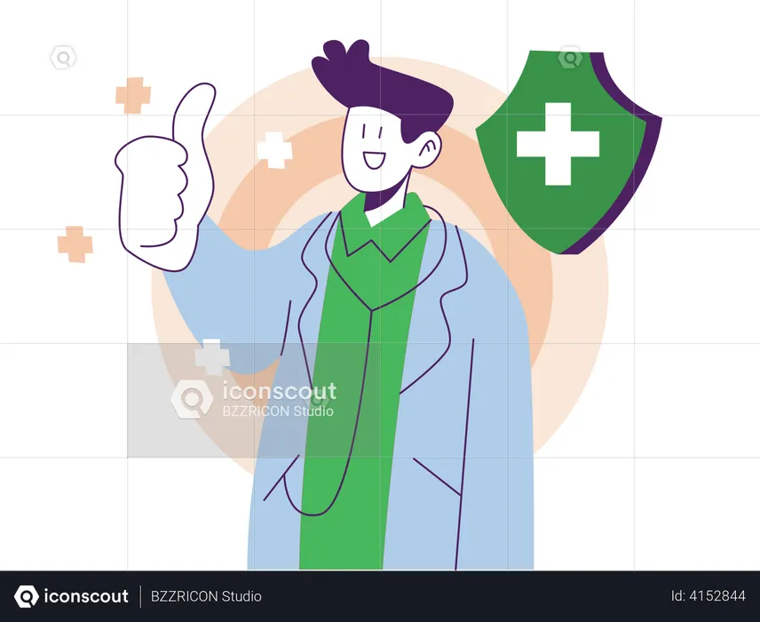 Doctor showing thumbs up  Illustration