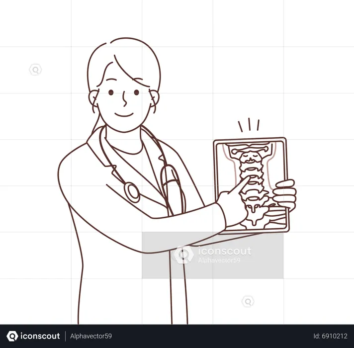 Doctor showing x ray report  Illustration