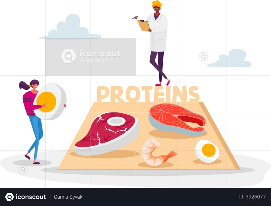 Doctor suggesting protein rich food  Illustration