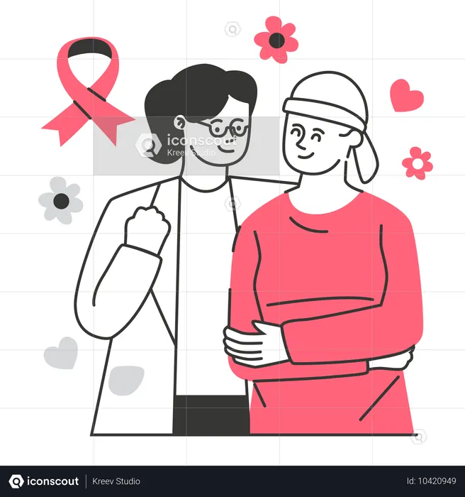 Doctor Supporting Breast Cancer Patient  Illustration