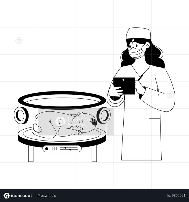 Doctor Takes Newborn Care  Illustration