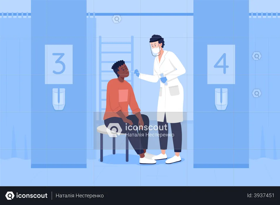 Doctor taking covid test sample  Illustration