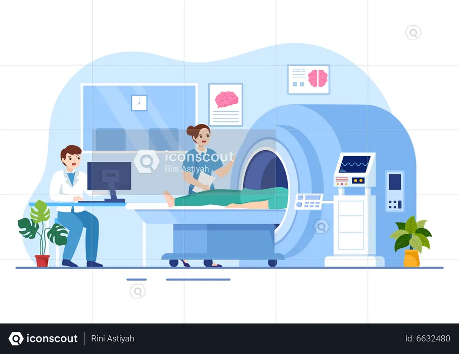 Doctor taking MRI scan  Illustration