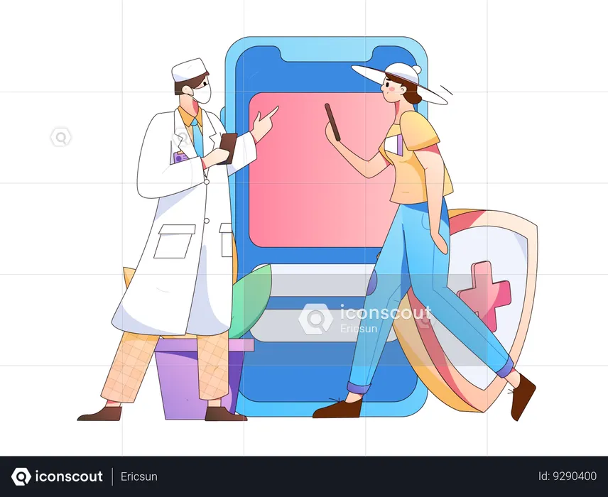 Doctor talking with patient about medical insurance  Illustration
