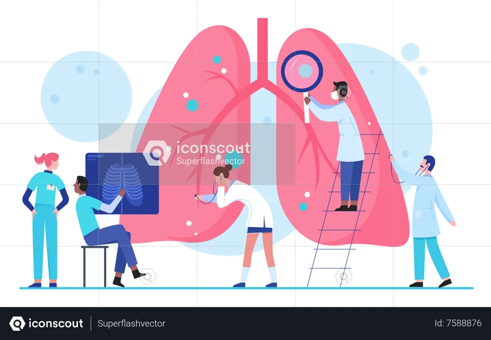 Doctor treating lungs disease  Illustration