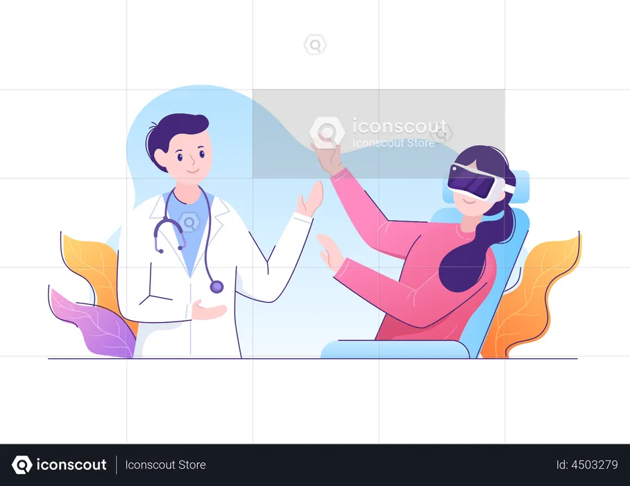 Doctor treating patient using VR  Illustration