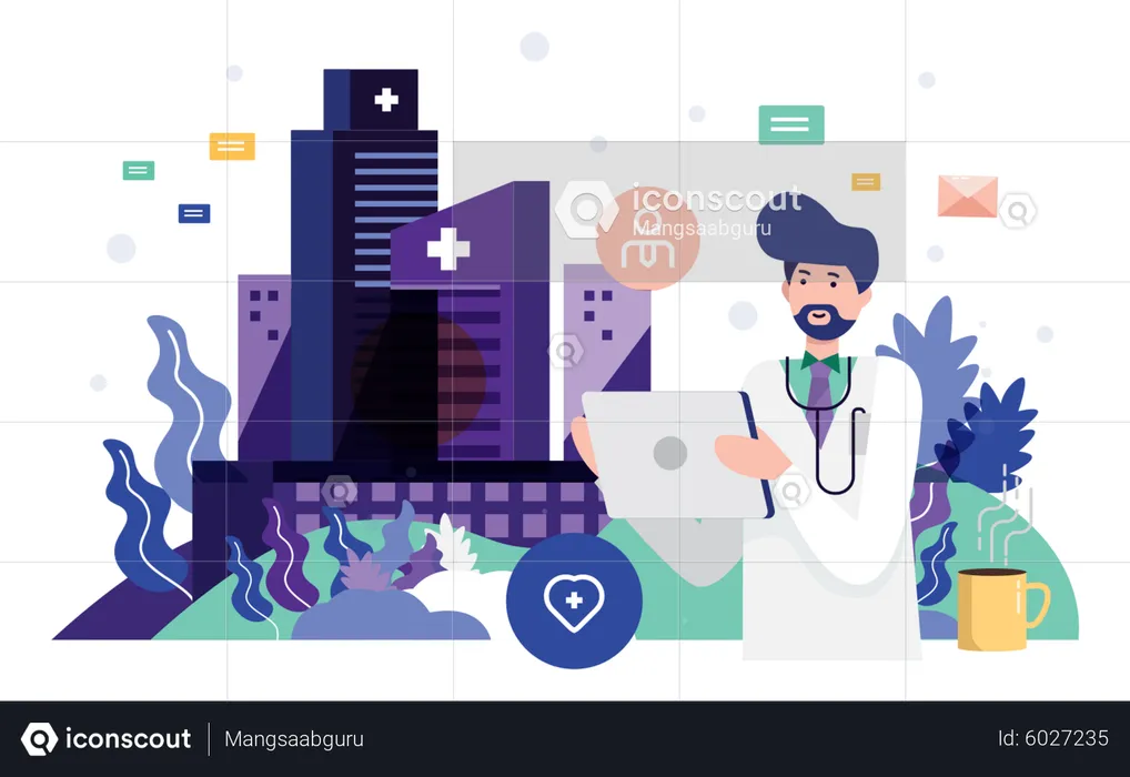 Doctor use modern IoT infrastructure for modernization  Illustration