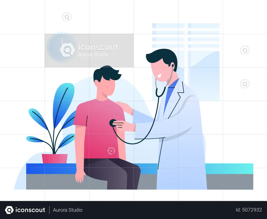 Doctor using stethoscope  Illustration