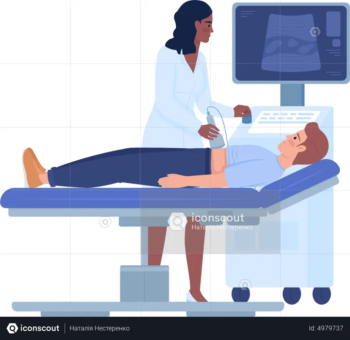 Doctor using ultrasound scanner  Illustration