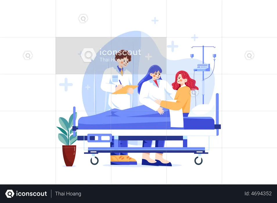 Doctor verifying a patient medical report  Illustration