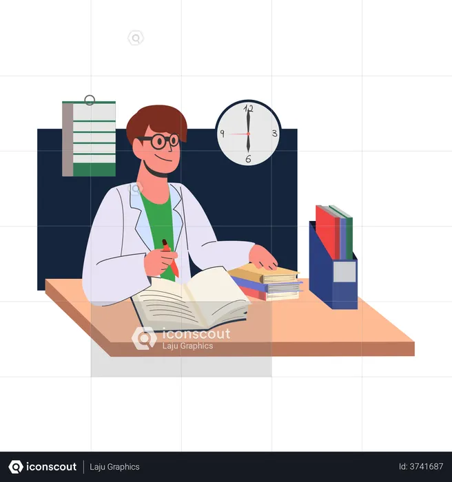 Doctor verifying patient medical history  Illustration