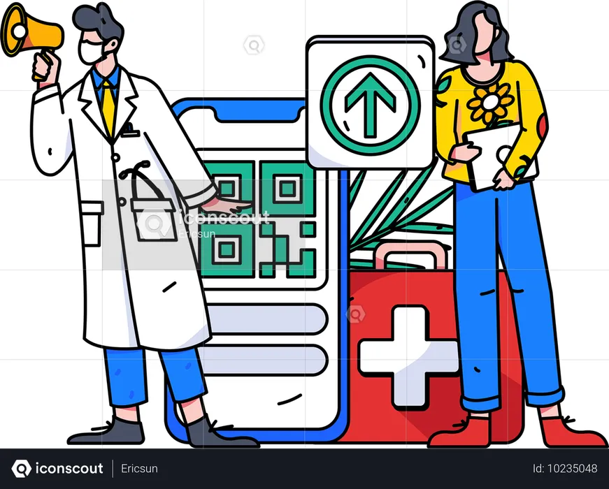 Doctor viewing at patient's medical bill amount  Illustration