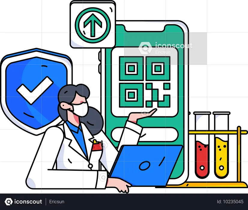 Doctor viewing lab experiment expenses bill  Illustration