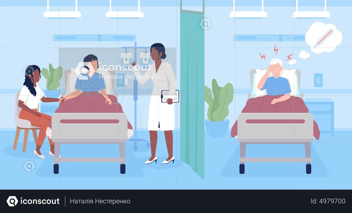 Doctor visiting patients at hospital  Illustration