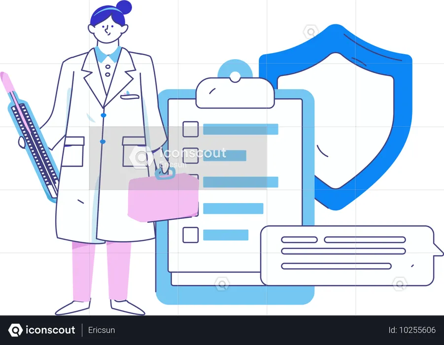 Doctor visits clients house  Illustration