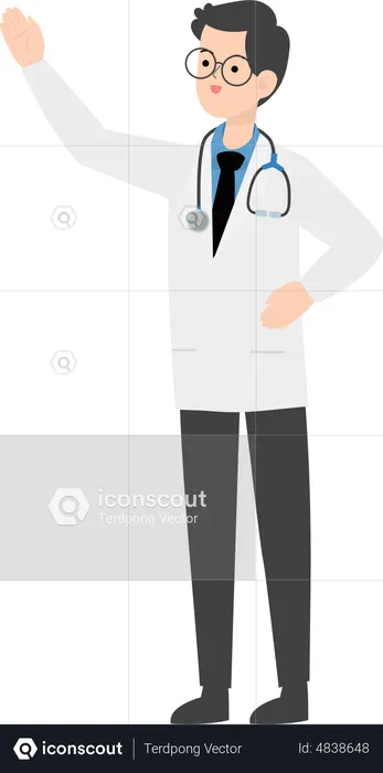 Doctor waiving hand  Illustration
