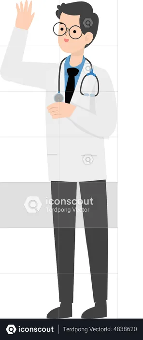 Doctor waiving hand  Illustration