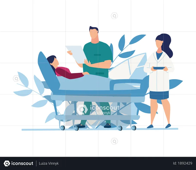 Doctor watching patient report  Illustration
