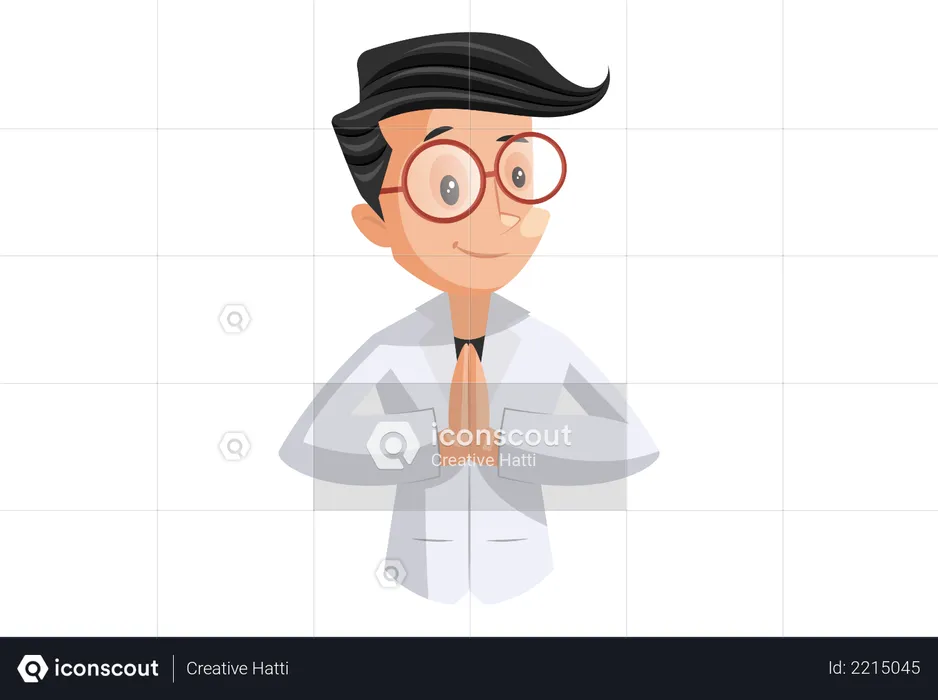 Doctor Welcoming with Namaste Hand Gesture  Illustration