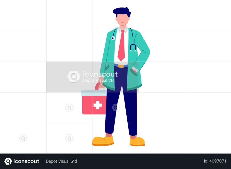 Doctor with first aid kit  Illustration