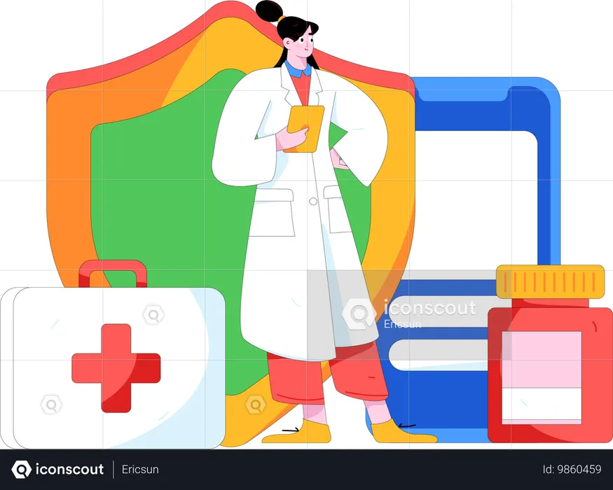 Doctor with health insurance  Illustration