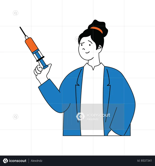 Doctor with injection  Illustration