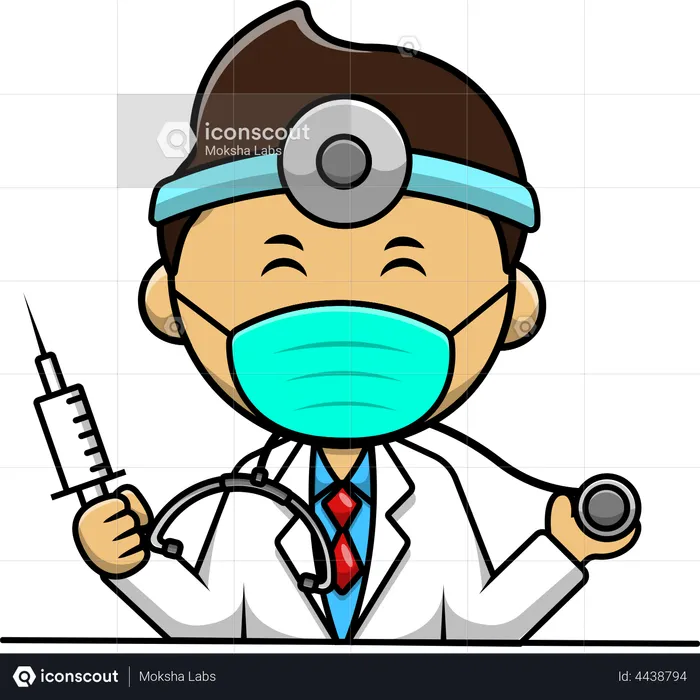 Doctor With Injection And Stethoscope  Illustration