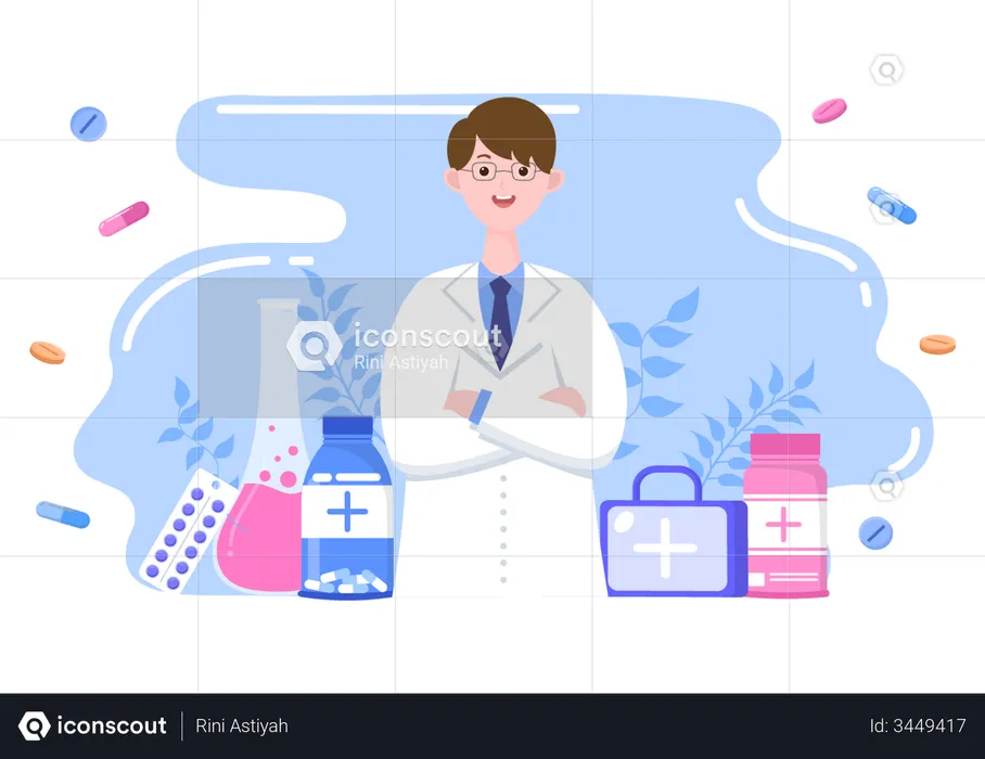 Doctor with medicines  Illustration