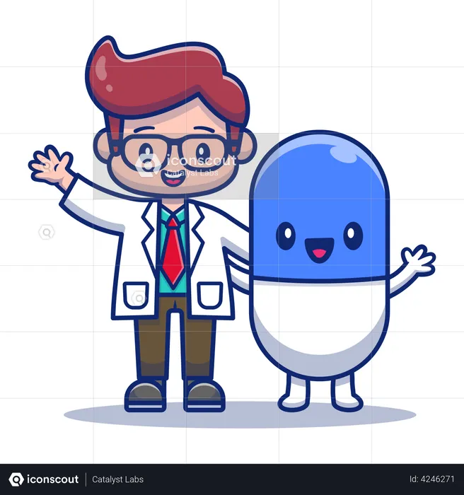 Doctor with medicines  Illustration