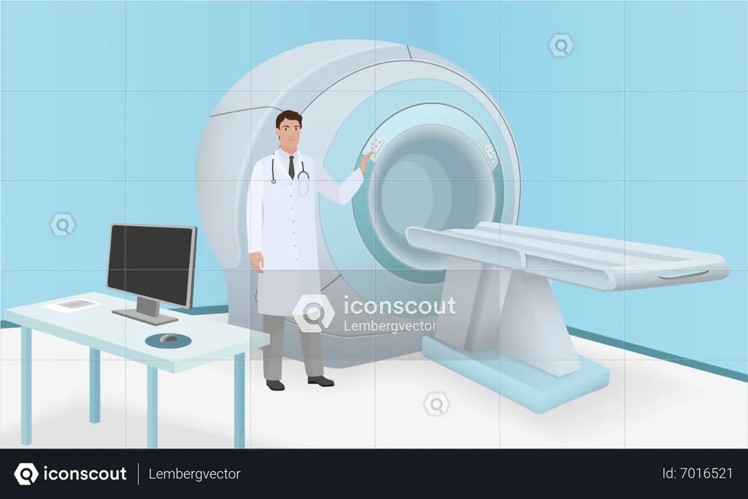 Doctor with mri machine  Illustration