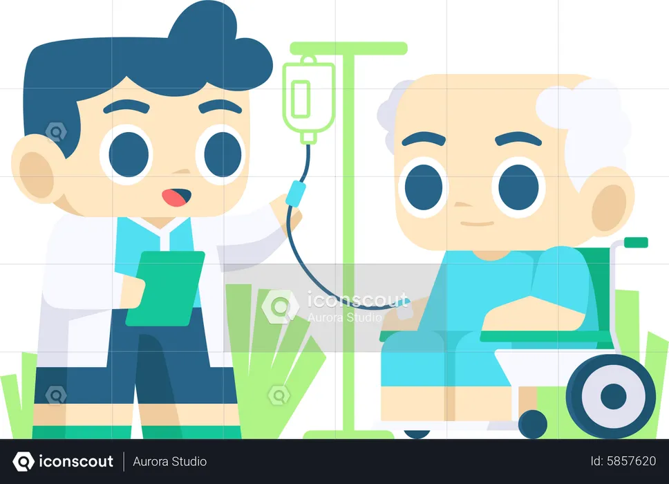Doctor with old aged patient  Illustration